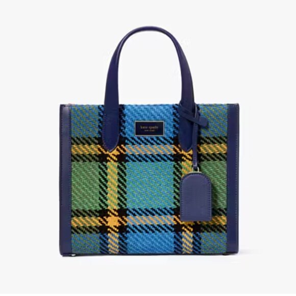 Brand New Kate Spade Manhattan Grand Plaid Tweed Small Tote - Picture 1 of 8